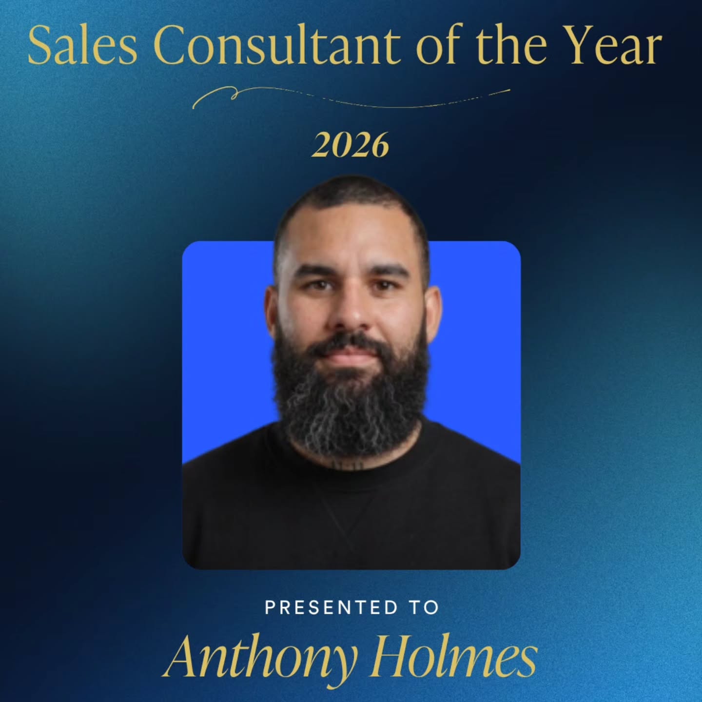 Anthony Holmes named Sales Consultant of the Year 2026
